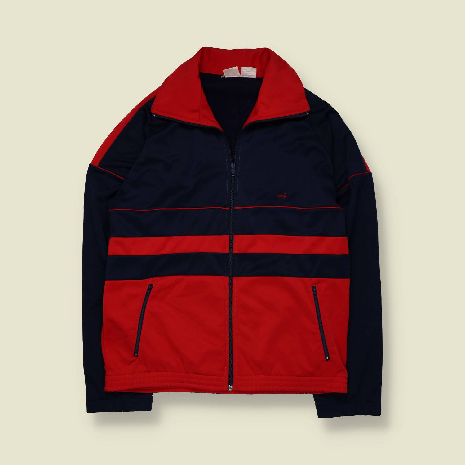 1970s | Romeo | Sports Track Jacket | Polyester | Red / Navy – M