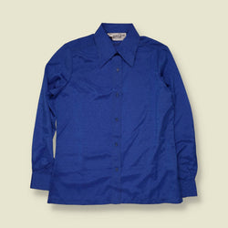 1990s | Oscar de la Renta | Royal Blue Jacquard Blouse - 16