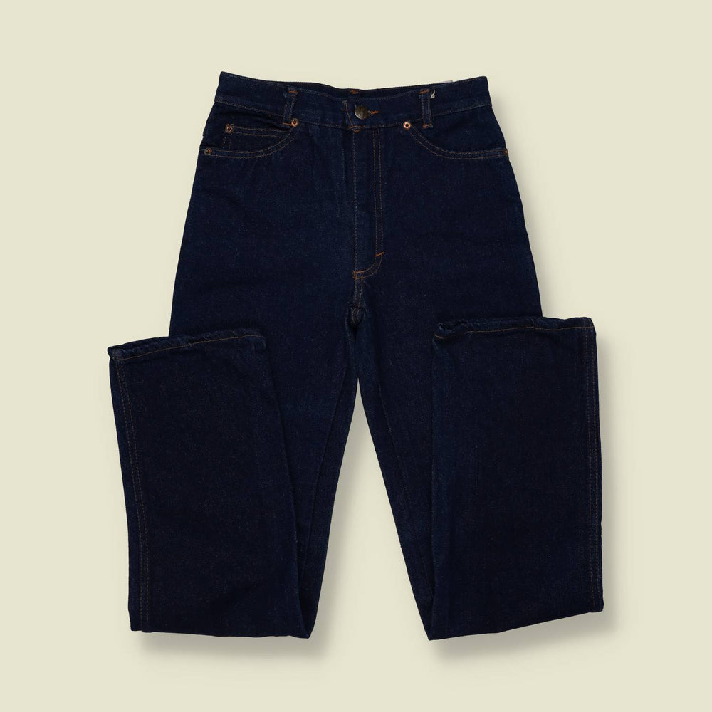 1980s | Wampum | Dark Indigo High Waist Straight Leg Jeans - Deadstock - w26