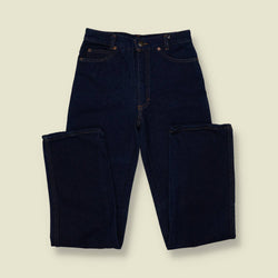 1980s | Wampum | Dark Indigo High Waist Straight Leg Jeans - Deadstock - w26
