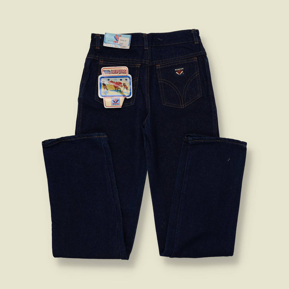 1980s | Wampum | Dark Indigo High Waist Straight Leg Jeans - Deadstock - w26