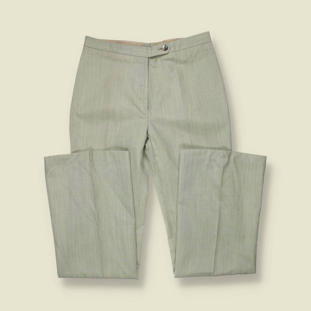 1970s | Sage Green Flared Trousers - w28