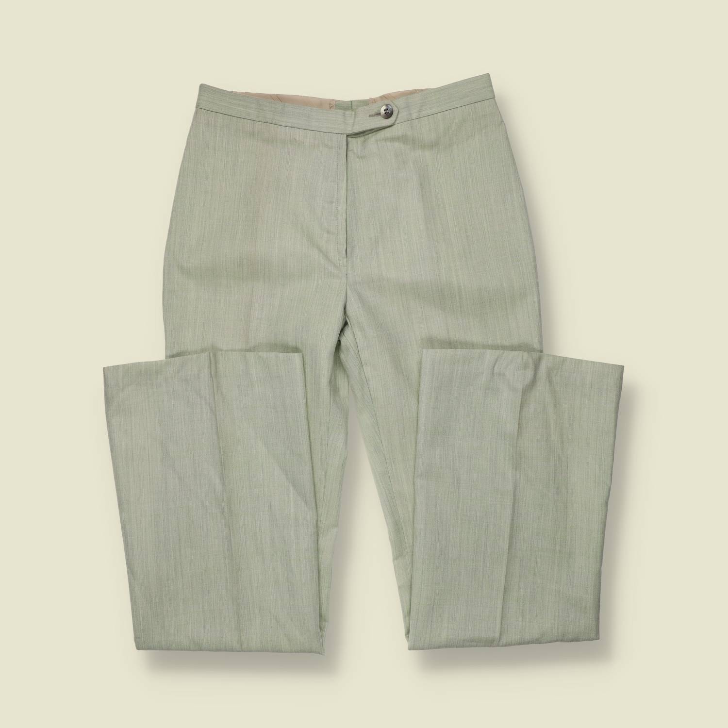 1970s | Sage Green Flared Trousers - w28