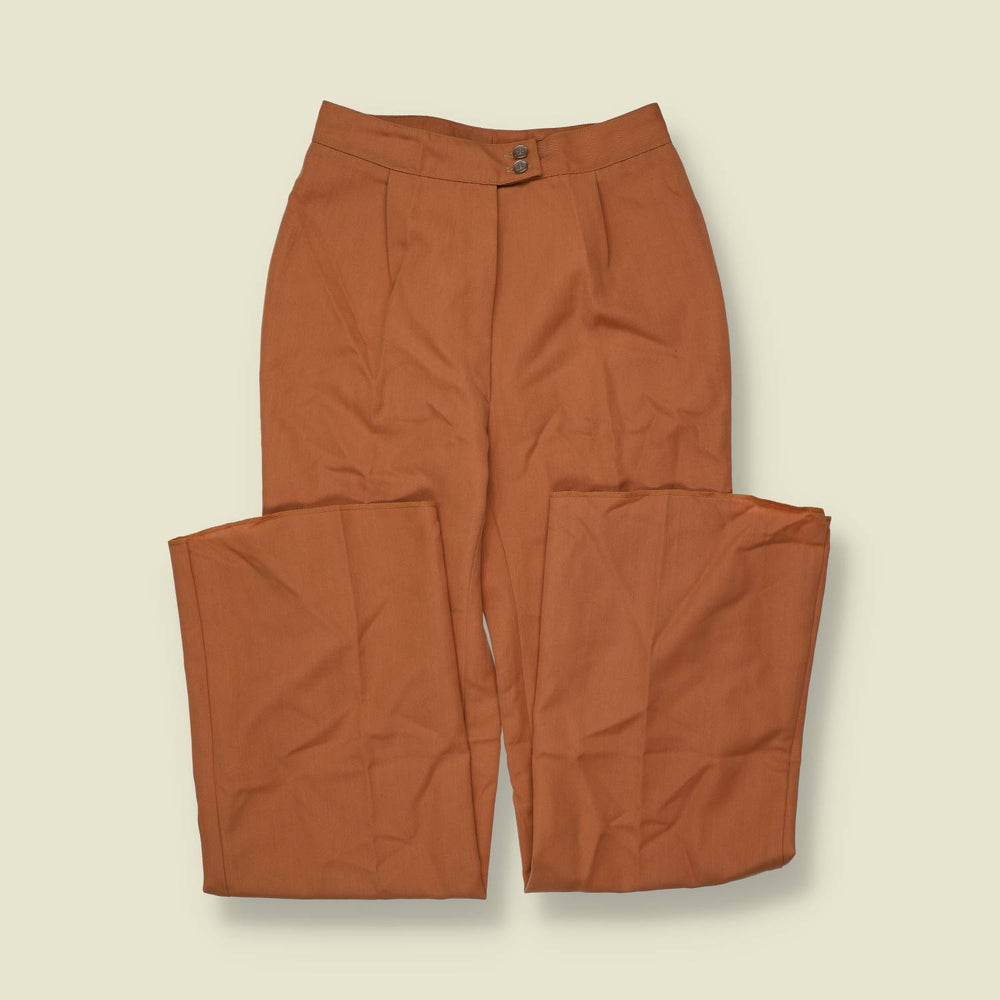 1970s | Tan High Waist Flared Trousers - w26