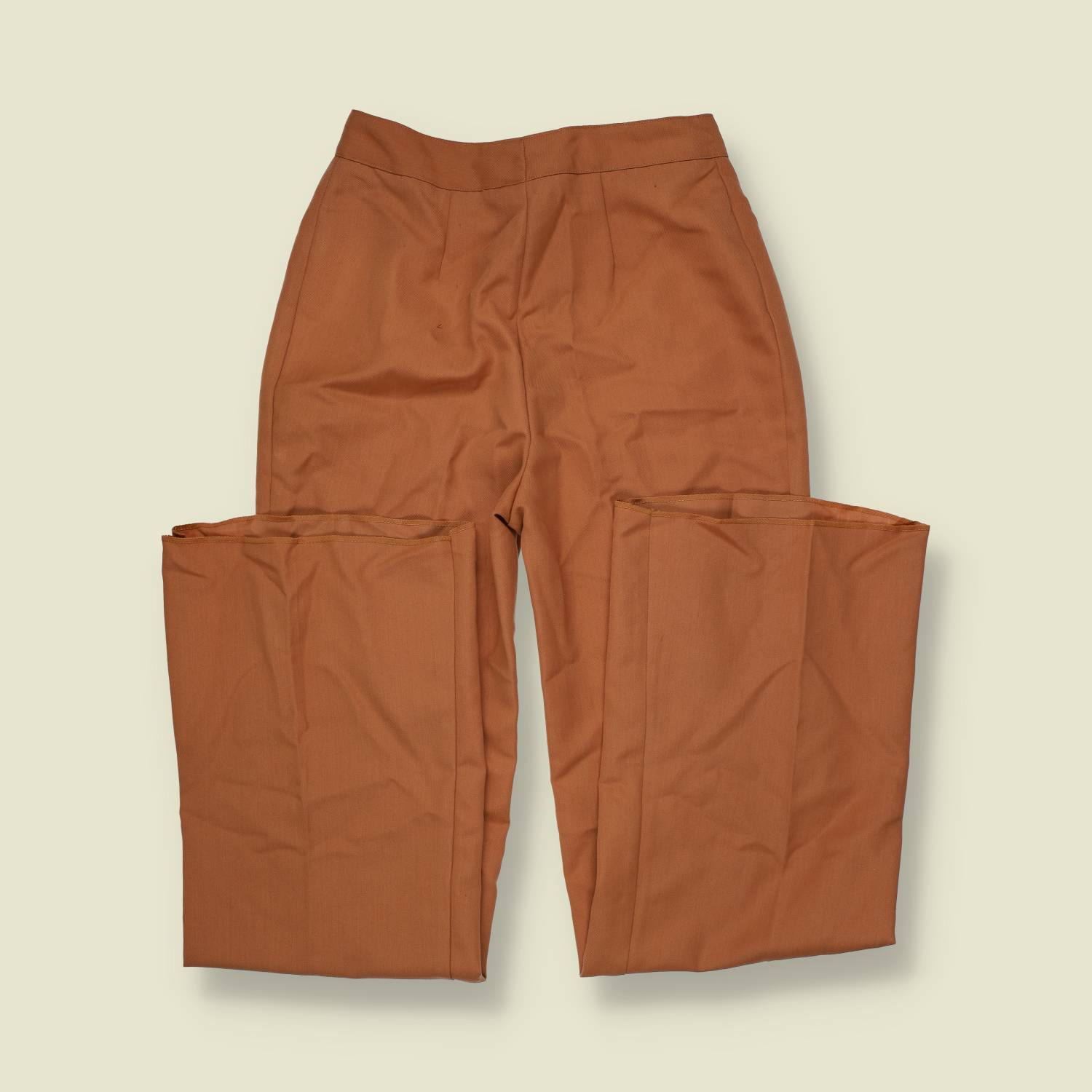 1970s | Tan High Waist Flared Trousers - w26