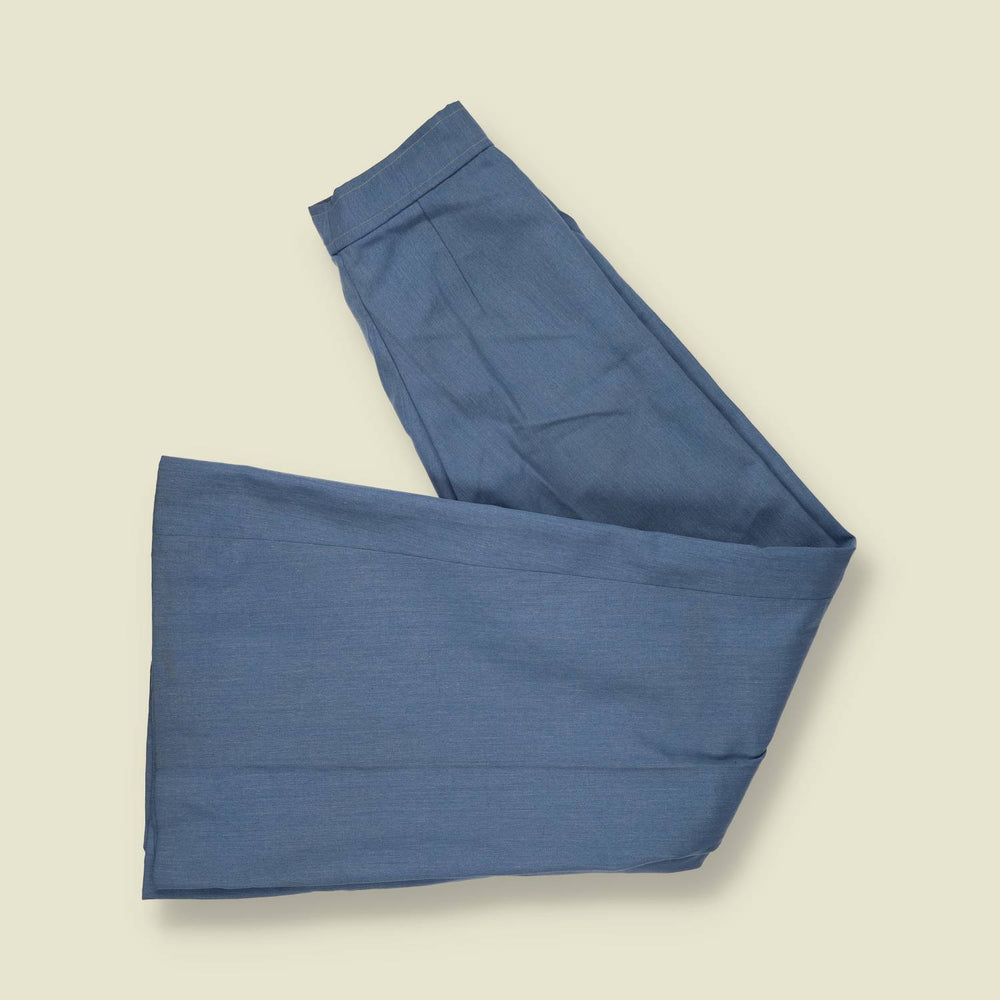 1970s | Steel Blue High Waist Polyester Flares - w22