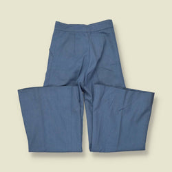 1970s | Steel Blue High Waist Polyester Flares - w22