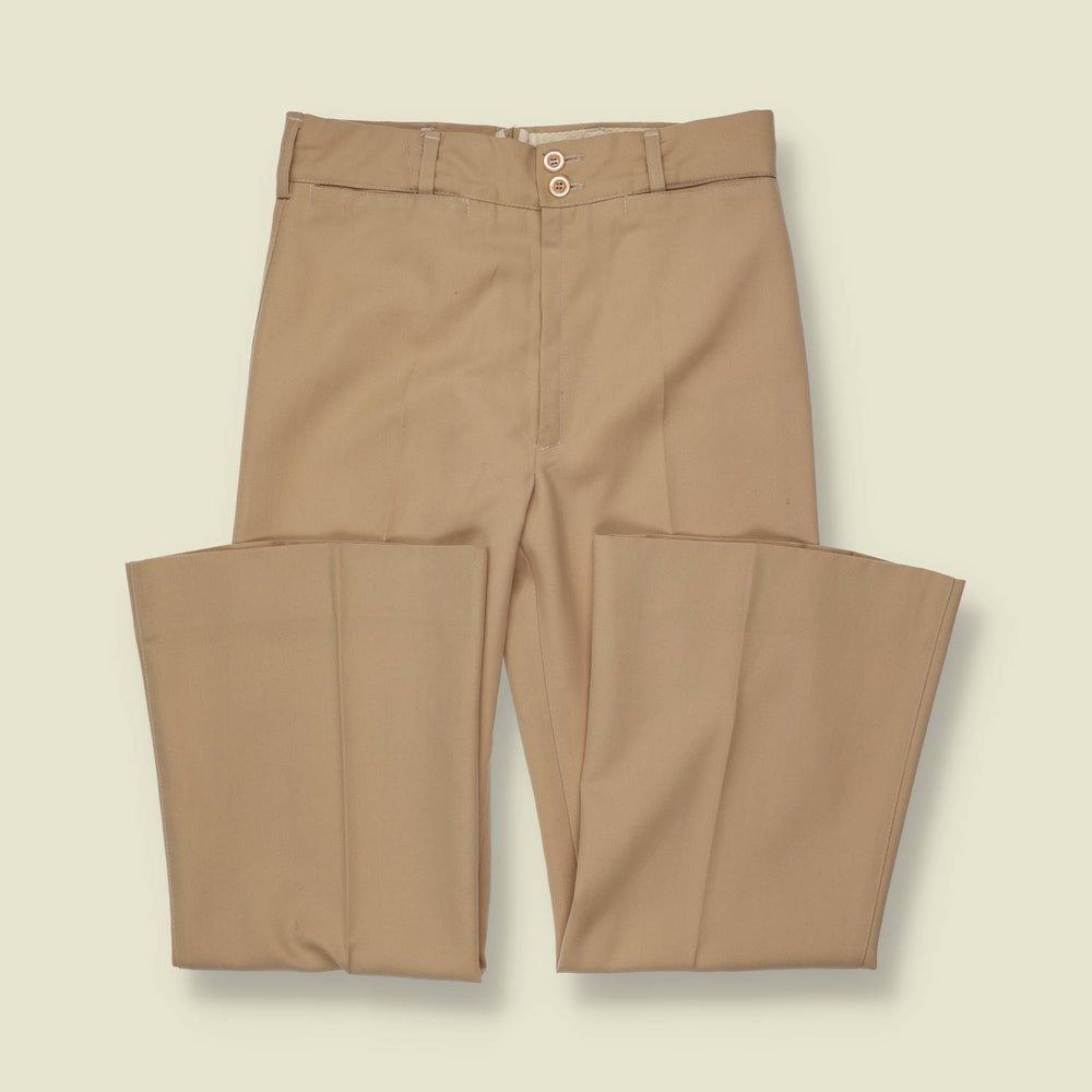 1970s | Camel High Waist Polyester Flares - w26