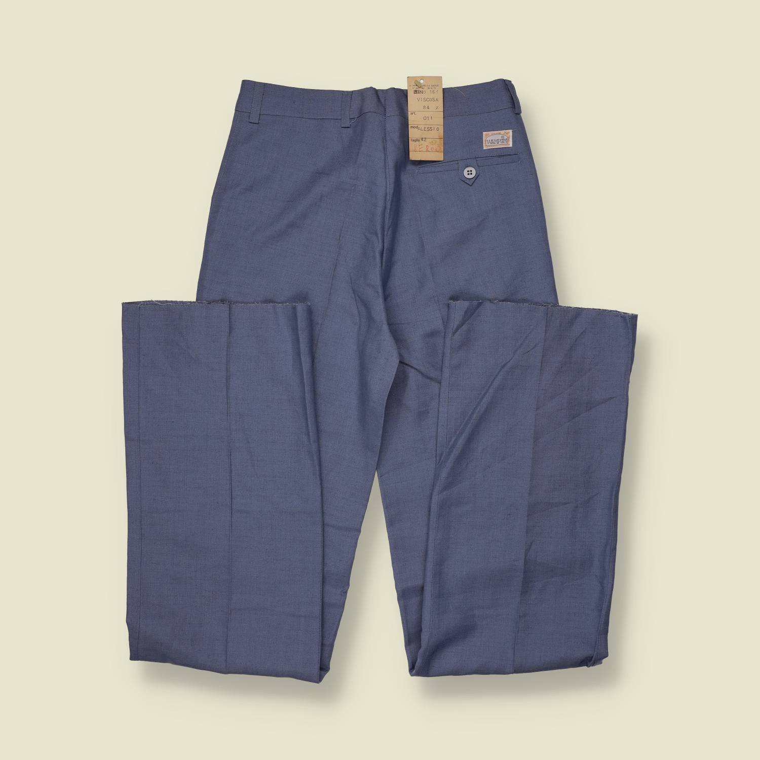 1970s | Margropin | Slate Blue High Waist Flares - Deadstock - w26