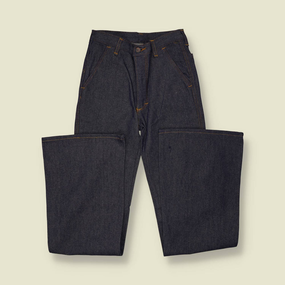 1970s | Dark Indigo High Waist Denim Flares - Deadstock - w24