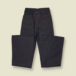 1970s | Dark Indigo High Waist Denim Flares - Deadstock - w24