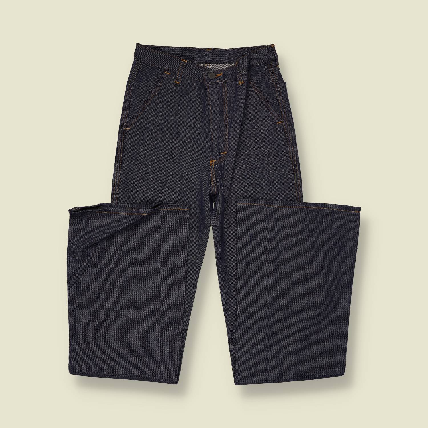 1970s | Dark Indigo High Waist Denim Flares - Deadstock - w24