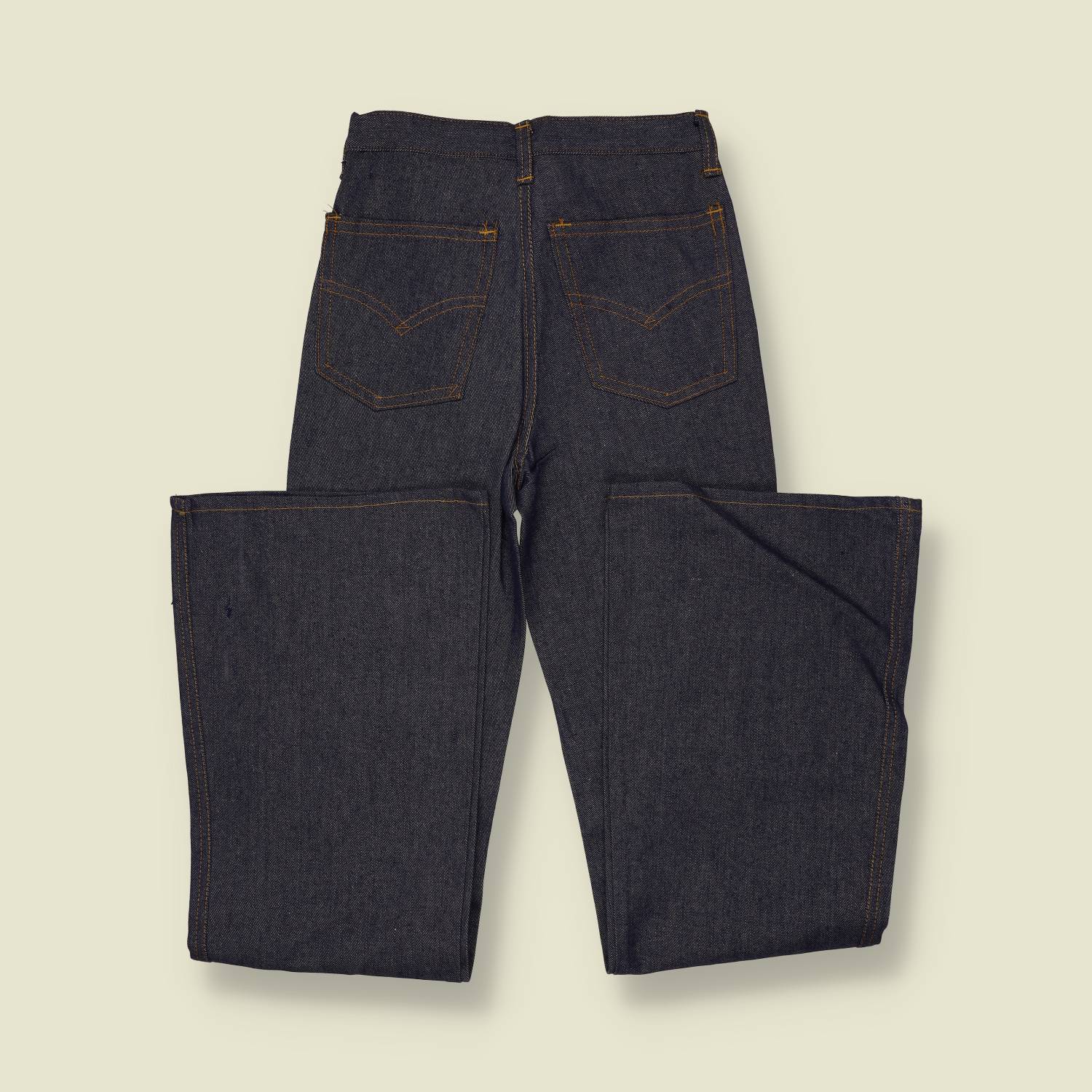 1970s | Dark Indigo High Waist Denim Flares - Deadstock - w24