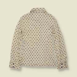 1970s | Cream Oval Spot Print Poly Blouse - 6