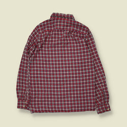 1970s | Keen | Red Tartan Check Long Sleeve Cotton Blouse - 12