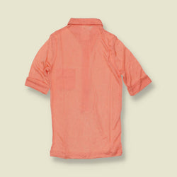 1970s | TGL | Coral Half Button Acetate Blouse - Deadstock - 4