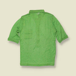 1970s | TGL | Lime Green Half Button Acetate Blouse - Deadstock - 8