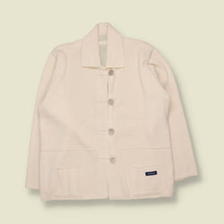 1990s | Cream Button Knit Chore Jacket Cardigan - 14
