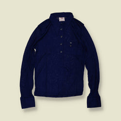 1970s | TGL | Navy Tonal Floral Acetate Blouse - Deadstock - 6