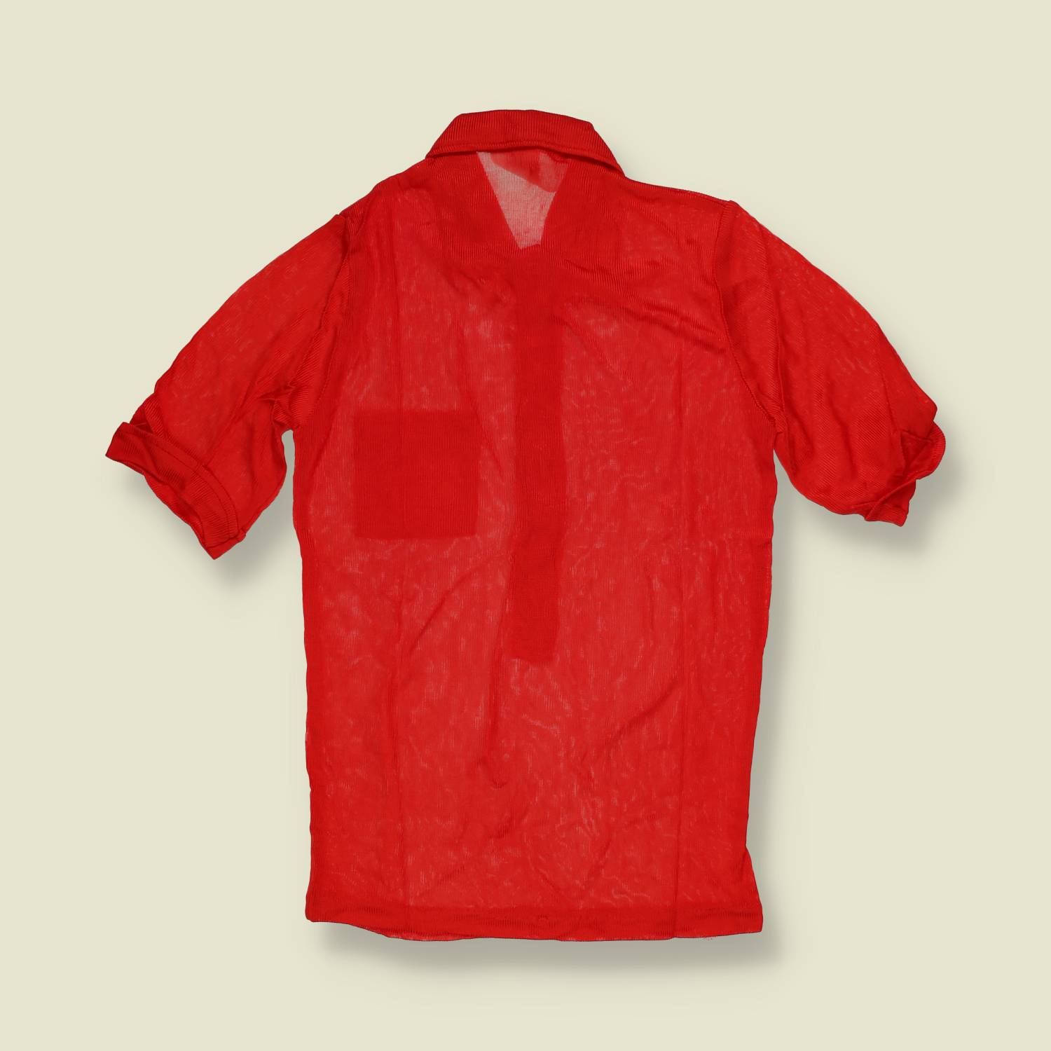 1970s | TGL | Red Half Button Acetate Blouse - Deadstock - 8