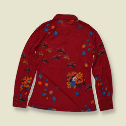 1970s | TGL | Red Bug and Floral Print Vincel Cotton Blouse - Deadstock - 6