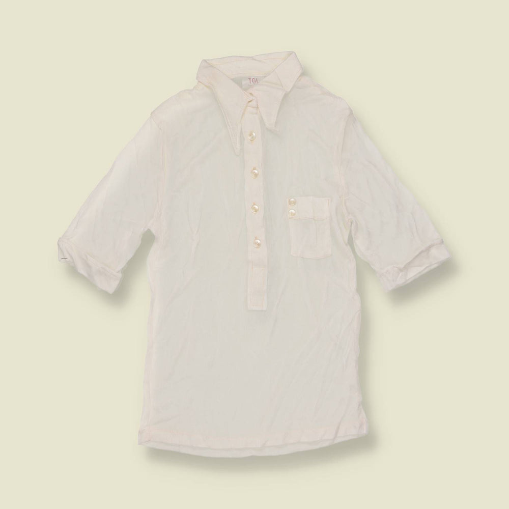 1970s | TGL | White Half Button Acetate Blouse - Deadstock - 4
