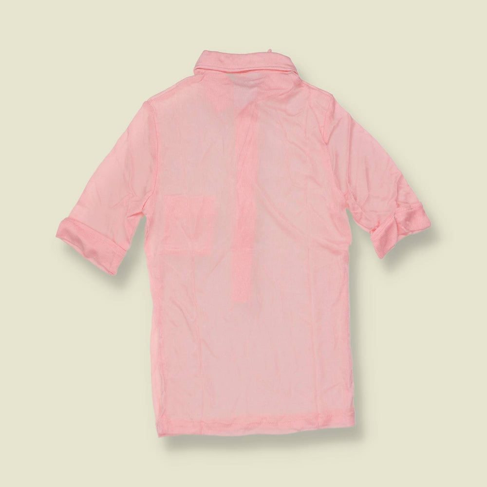 1970s | TGL | Pink Half Button Acetate Blouse - Deadstock - 4