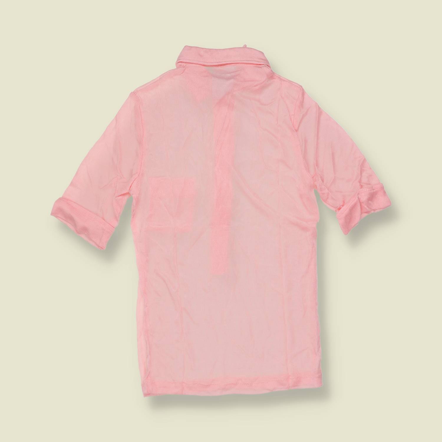 1970s | TGL | Pink Half Button Acetate Blouse - Deadstock - 4