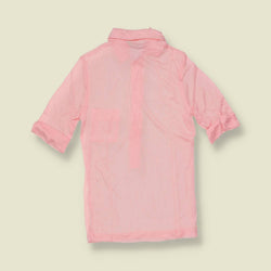 1970s | TGL | Pink Half Button Acetate Blouse - Deadstock - 4
