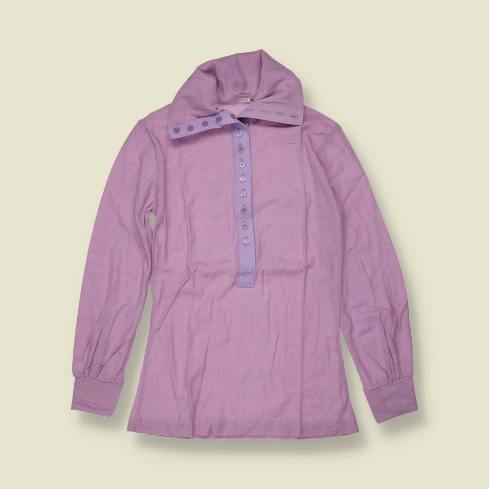 1970s | TGL | Lilac Half Button Cotton Blouse - Deadstock - 6