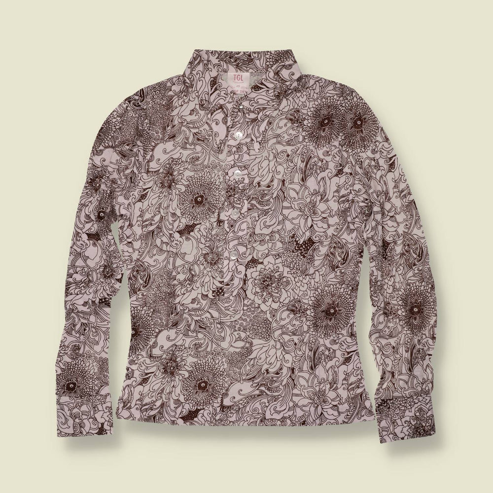 1970s | TGL | Floral Print Blouse - Deadstock - 8
