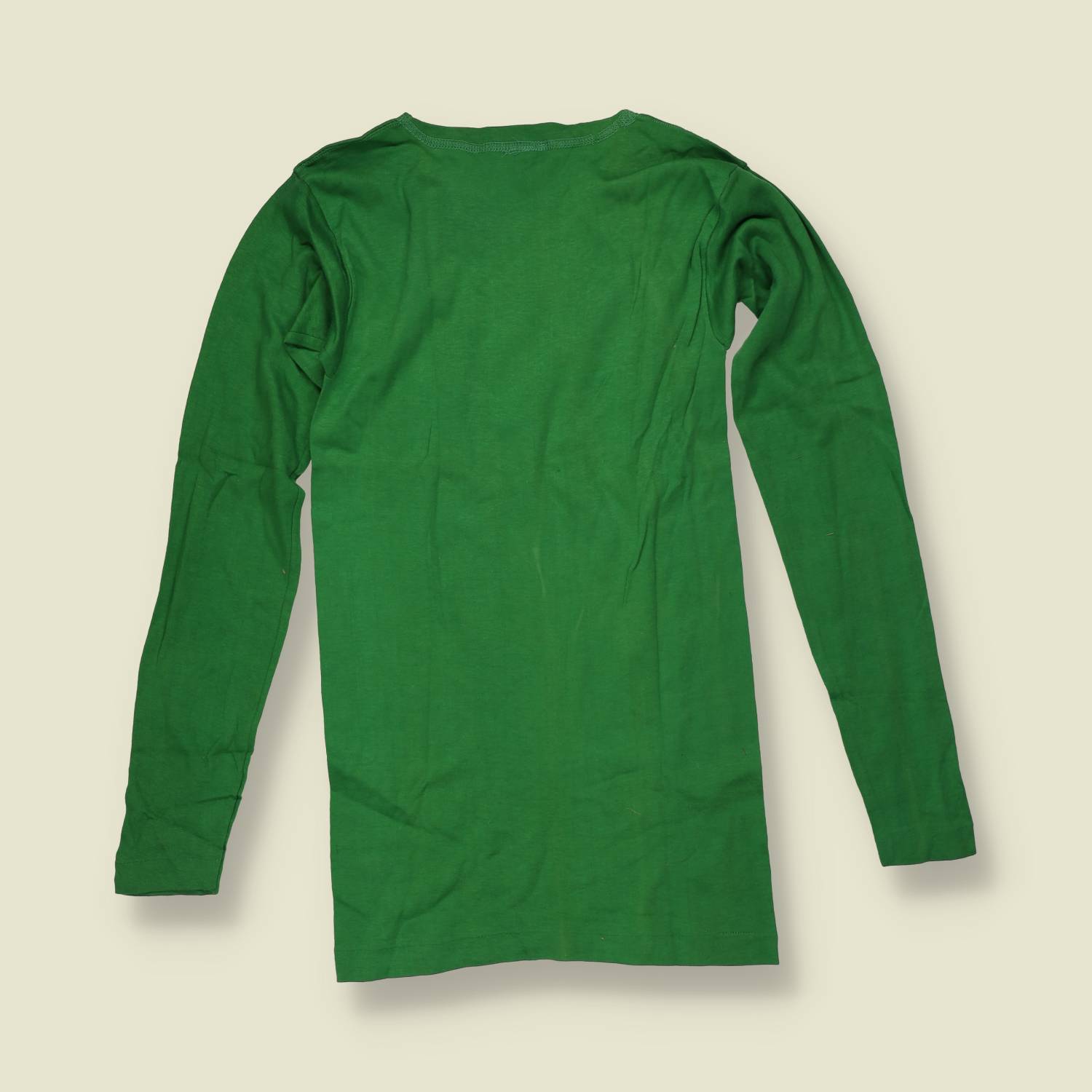 1970s | Green Long Sleeve Cotton Blend Tee - Deadstock - 2