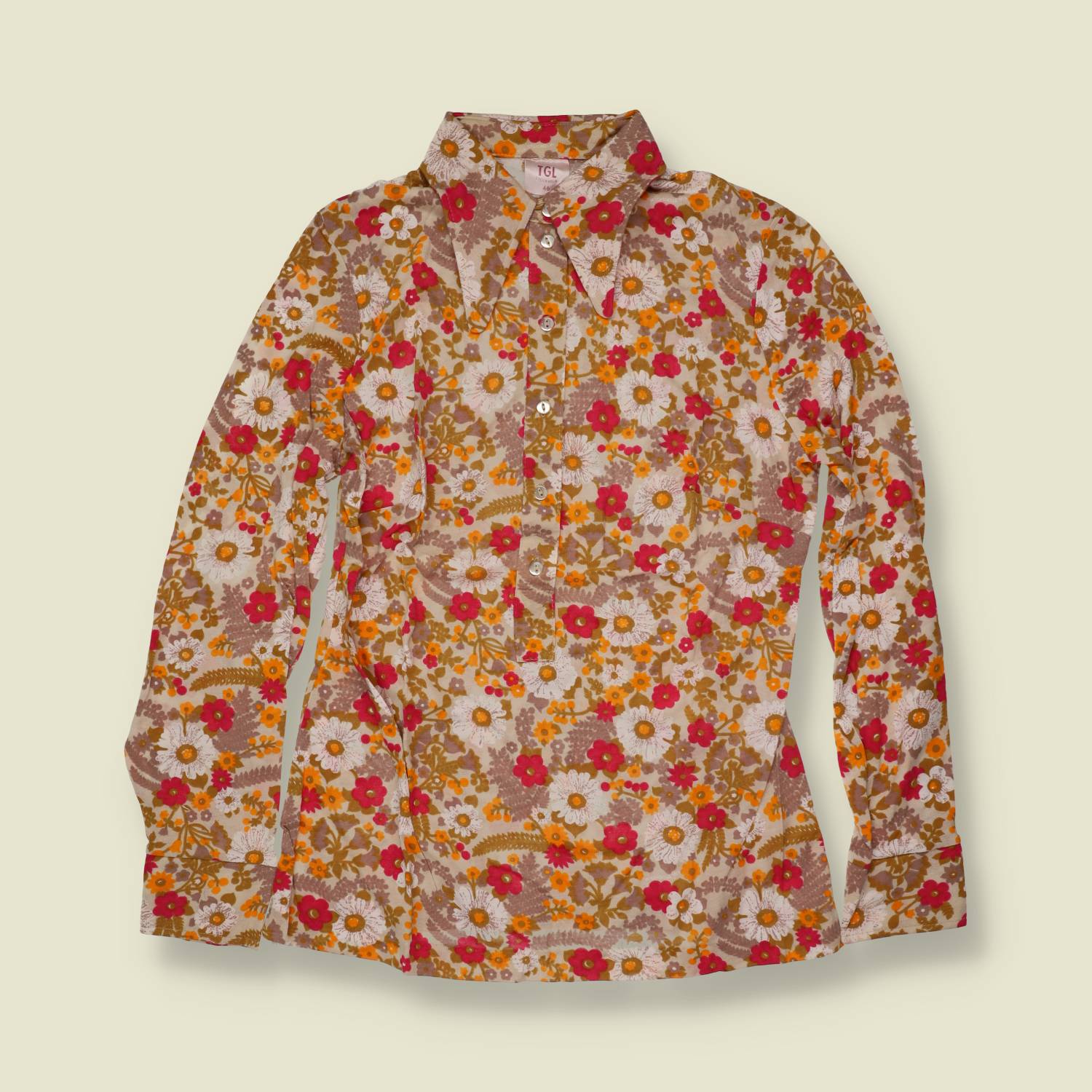 1970s | TGL | Floral Print Blouse - Deadstock - 10