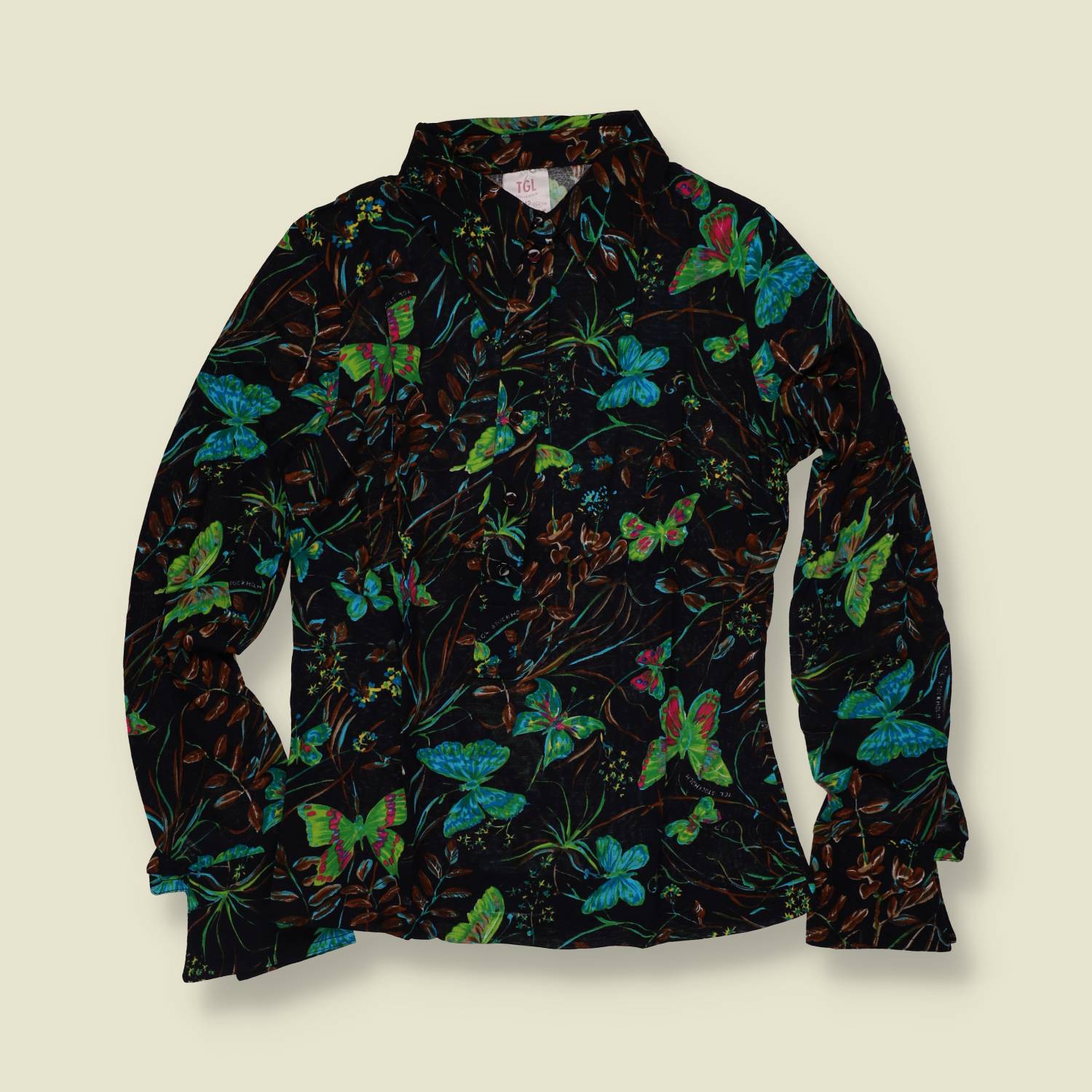 1970s | TGL | Butterfly Print Blouse - Deadstock - 10