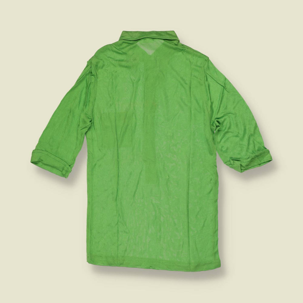 1970s | TGL | Green Half Placket Acetate Top - Deadstock - 6