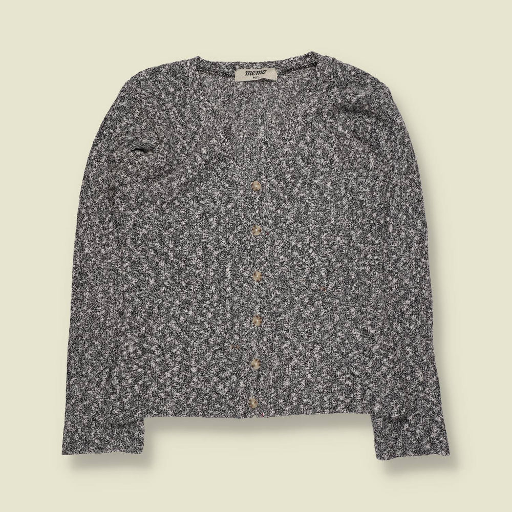 2000s | Memo | Grey Marl Ribbed Button Cardigan - 8