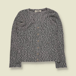 2000s | Memo | Grey Marl Ribbed Button Cardigan - 8