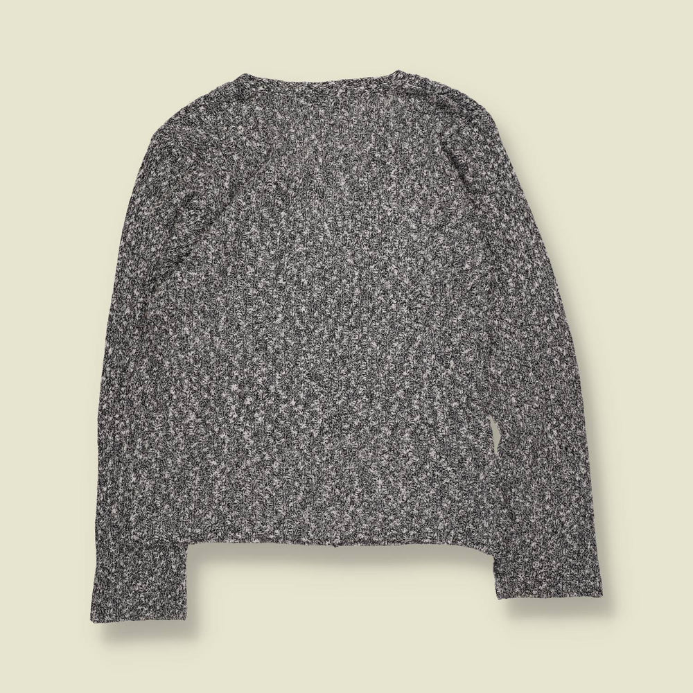2000s | Memo | Grey Marl Ribbed Button Cardigan - 8