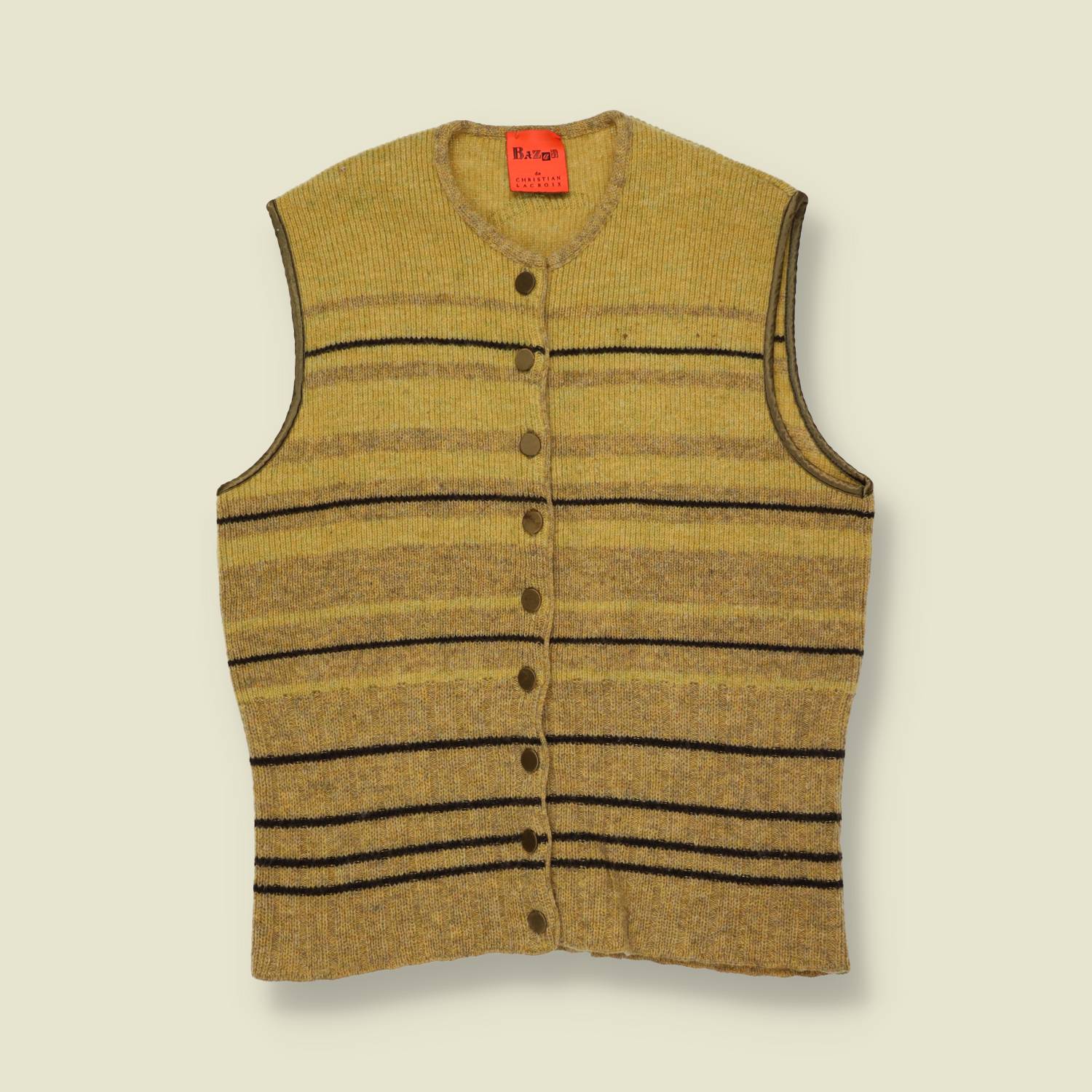 1990s – 2000s | Bazar de Christian Lacroix | Mustard Stripe Knit Waistcoat - 8