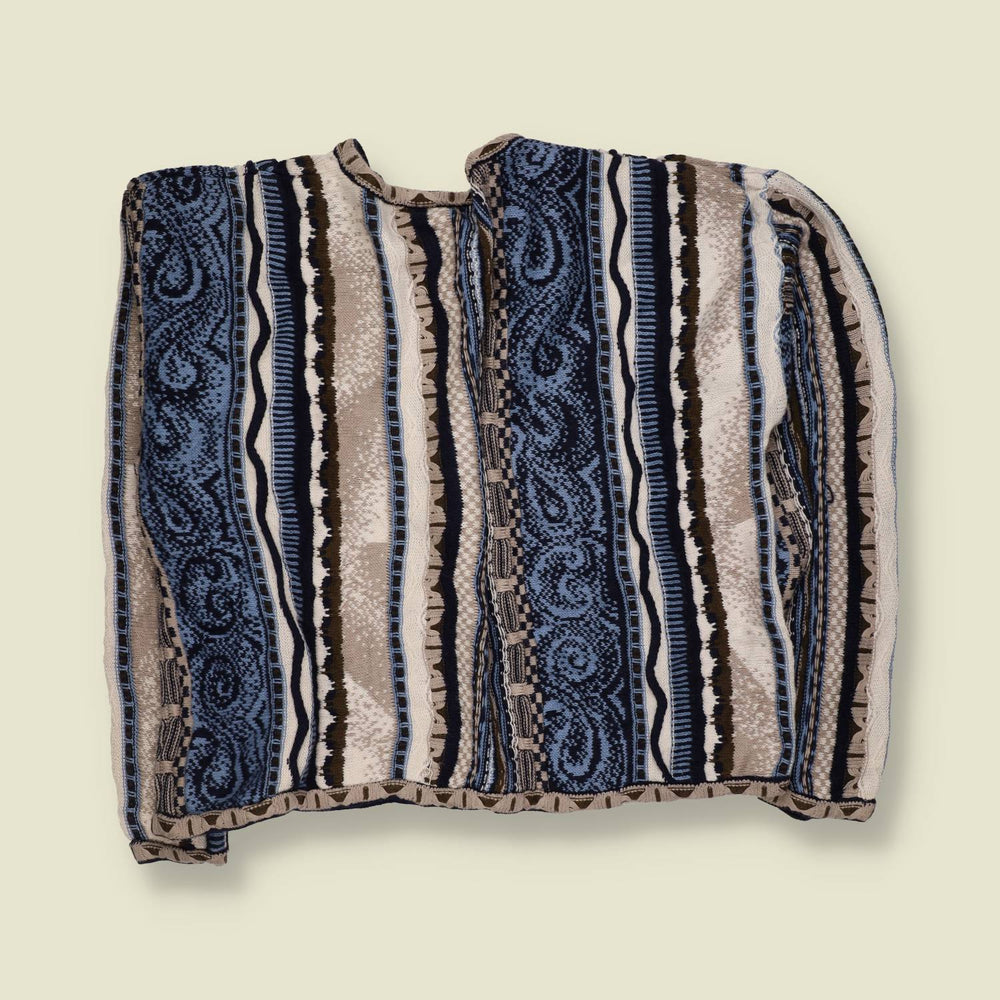 1990s | Christopher & Banks | Multi-Pattern Vertical Stripe Textured Knit Jumper - 20