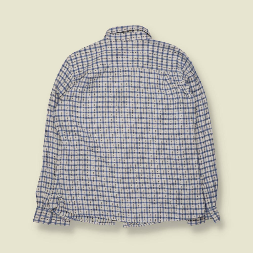 1990s | Northern Perspectives | Blue Gingham Embroidered Cotton Blouse - 14