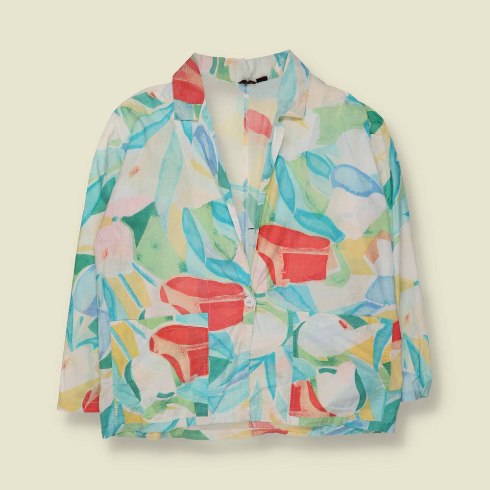 1990s | Bugi Bugi | Abstract Pastel Print Cotton Summer Jacket - 16