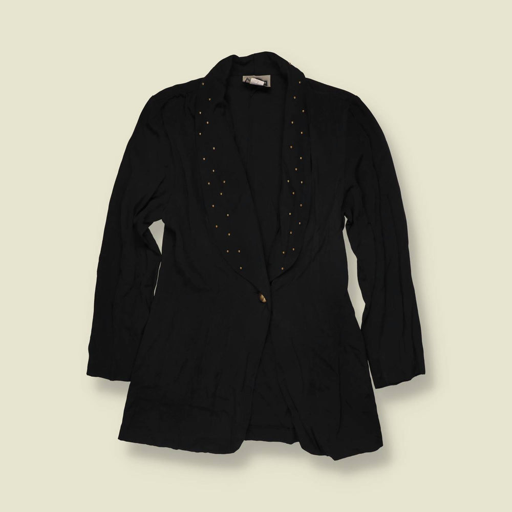 1980s | Gewan Squire | Black Studded Lapel Blazer - 6