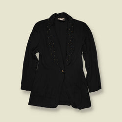 1980s | Gewan Squire | Black Studded Lapel Blazer - 6