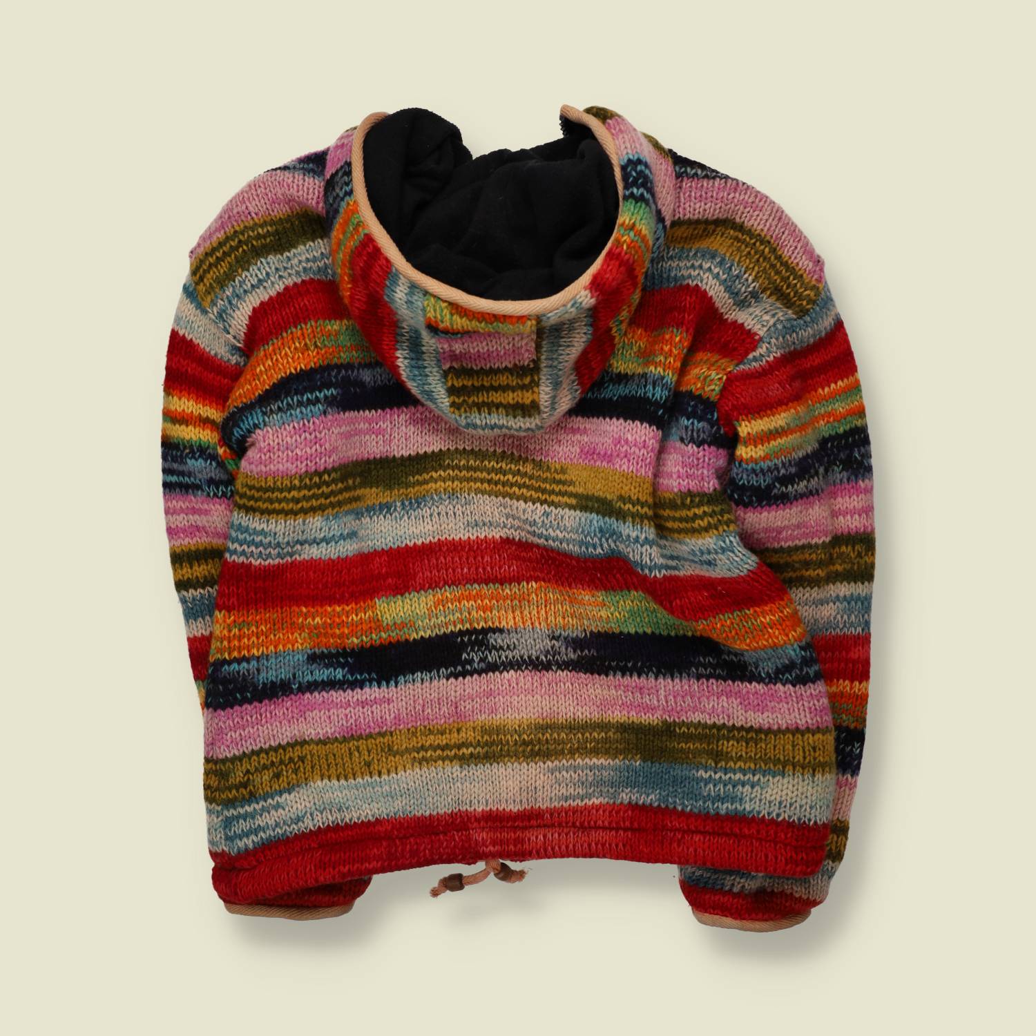 1990s – 2000s | Multicolour Space-Dye Stripe Festival Hooded Zip Knit Jacket - Made in Nepal - 18