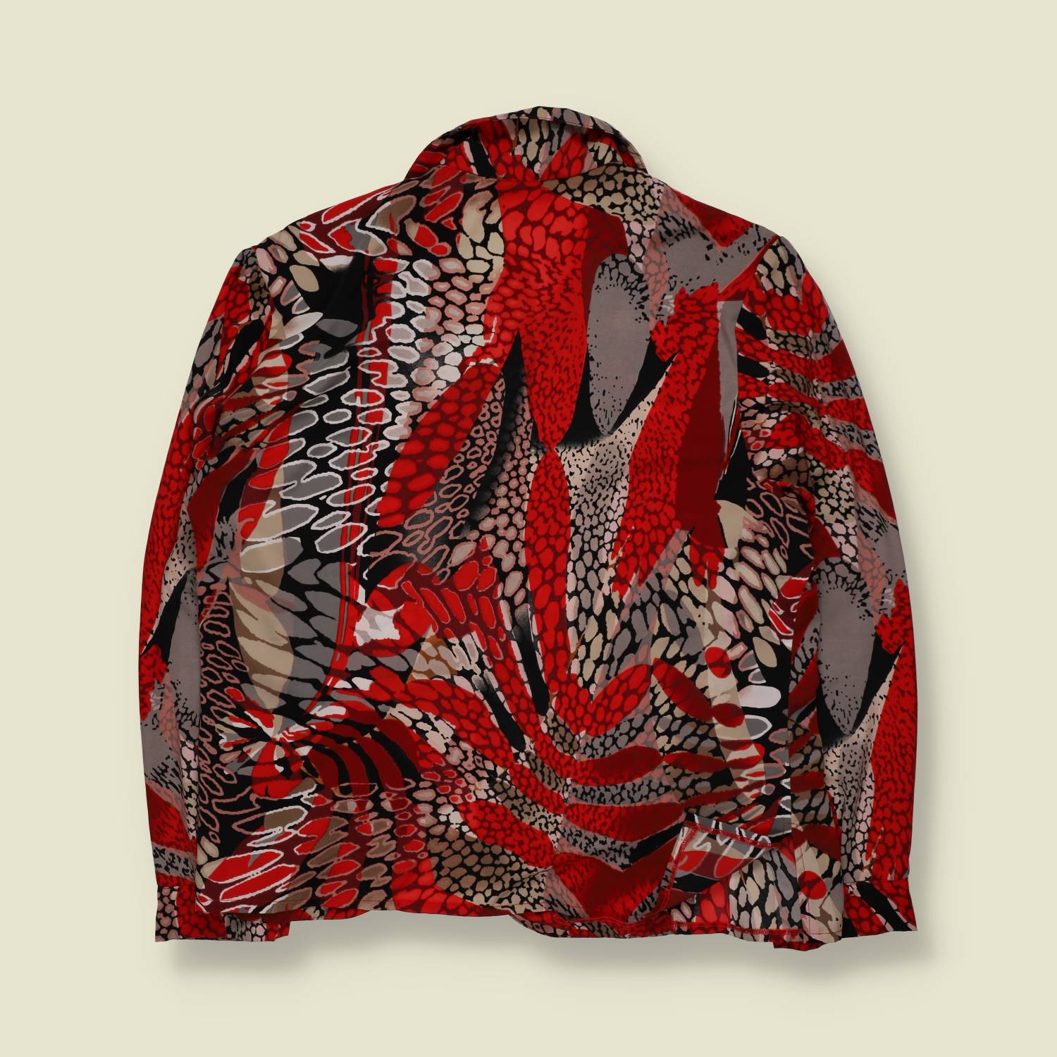 1980s | Cathy Jane | Red Abstract Scale Print Blouse - 26