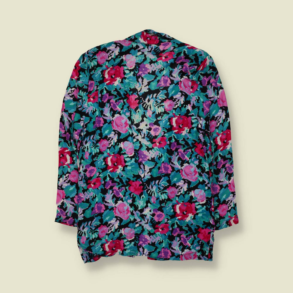 1980s | Finest Options | Floral Print Cotton Blazer Jacket - 12