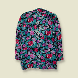 1980s | Finest Options | Floral Print Cotton Blazer Jacket - 12