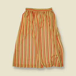 1980s | Anne Klein | Camel and Red Stripe Puff Sleeve Top and Skirt Set - 12