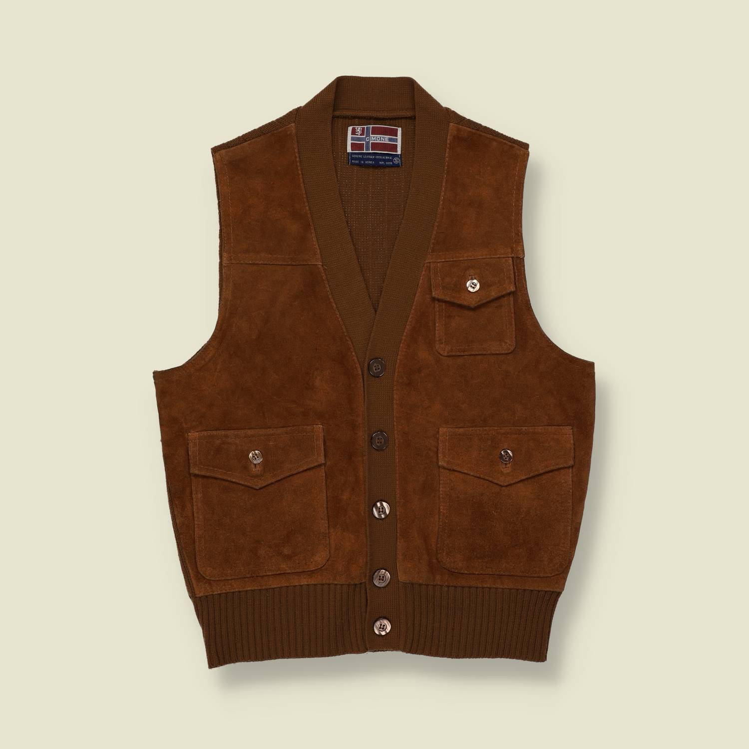 1970s Leather Knit Vest - XS/S